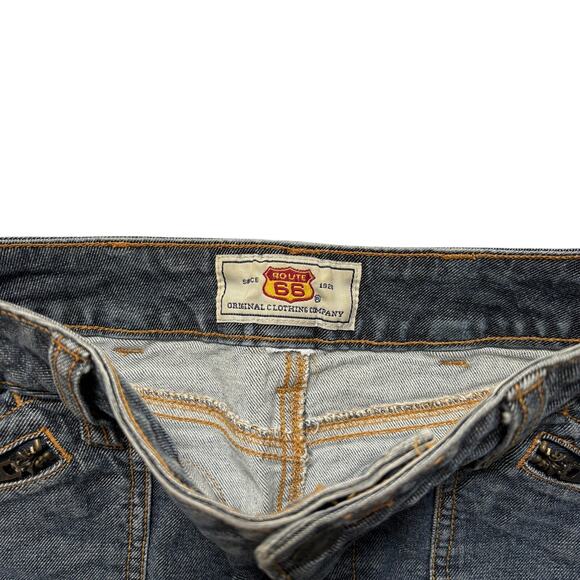 VTG Y2K 00's Route 66 Denim Mini Skirt Pocket Detailing SZ XS - Picture 3 of 3